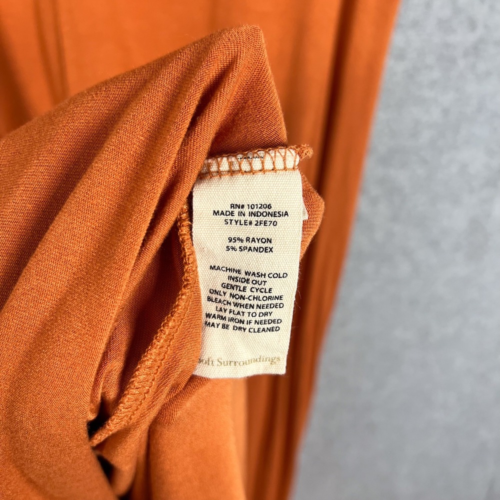 Soft Surroundings Orange V Neck Short Sleeve A Line Jersey Midi Dress Size Large - Picture 9 of 9